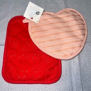 Target Heart-Shaped Red and Pink Pot Holders